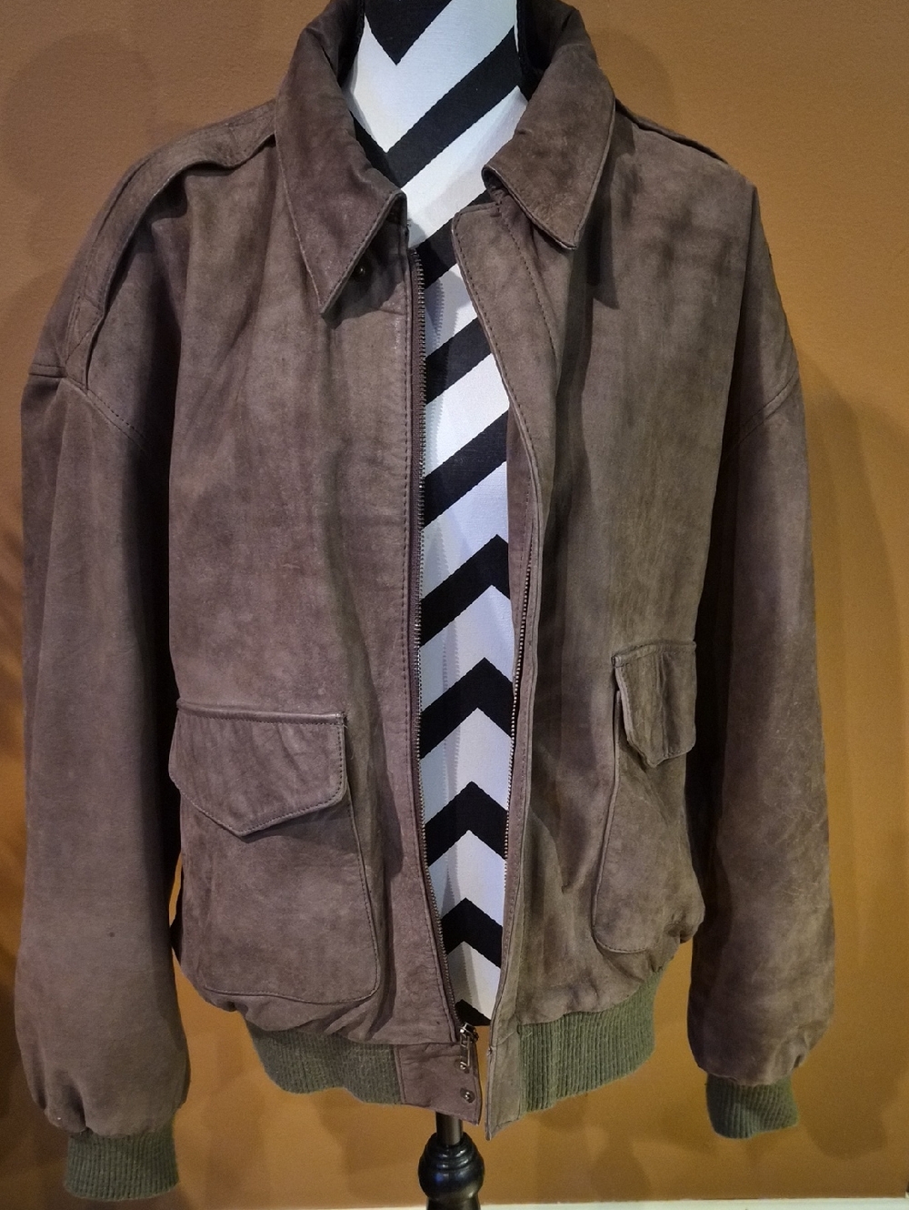 Men's Brown Suede Bomber Jacket - Classic Casual